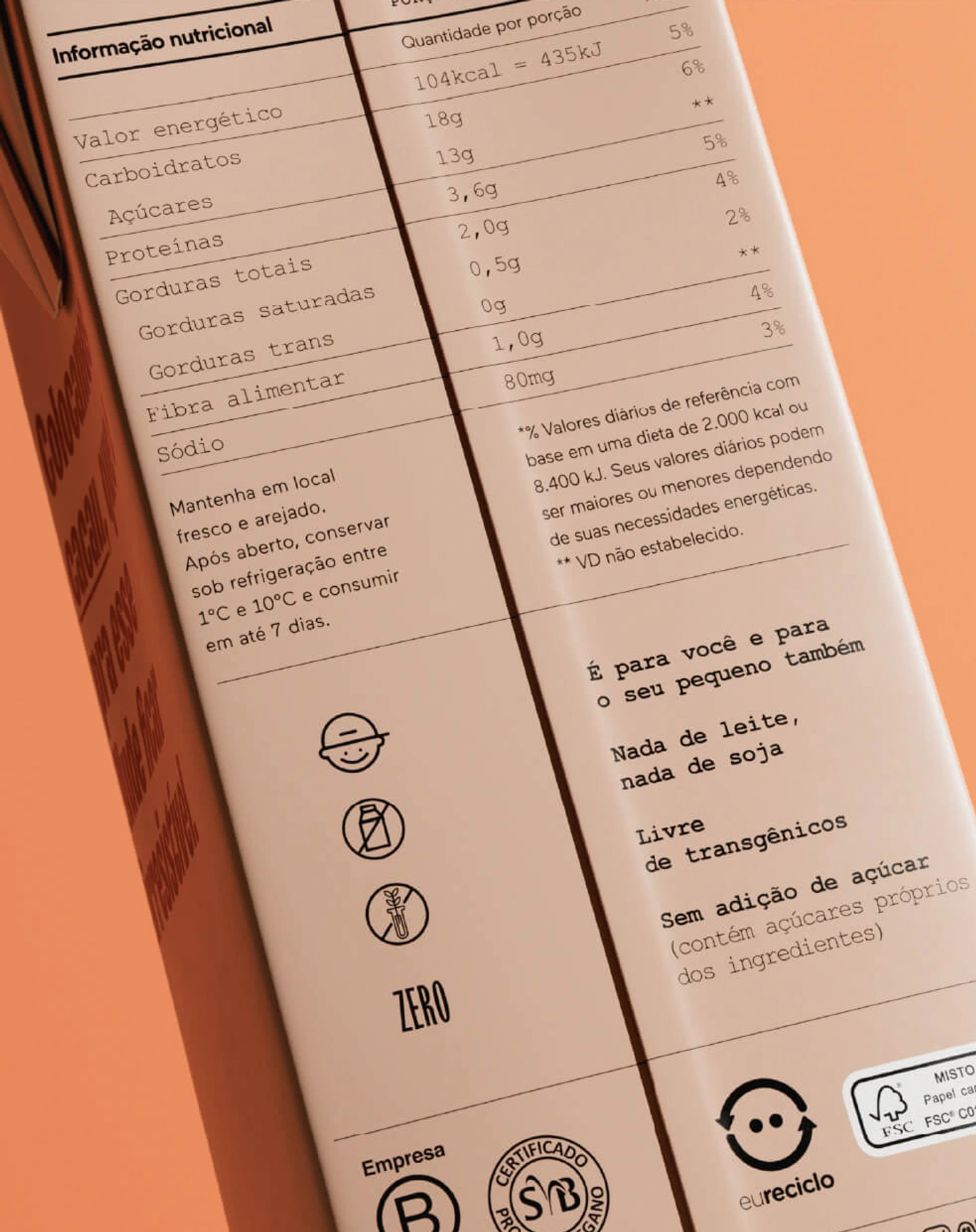 Nude — informação nutricional